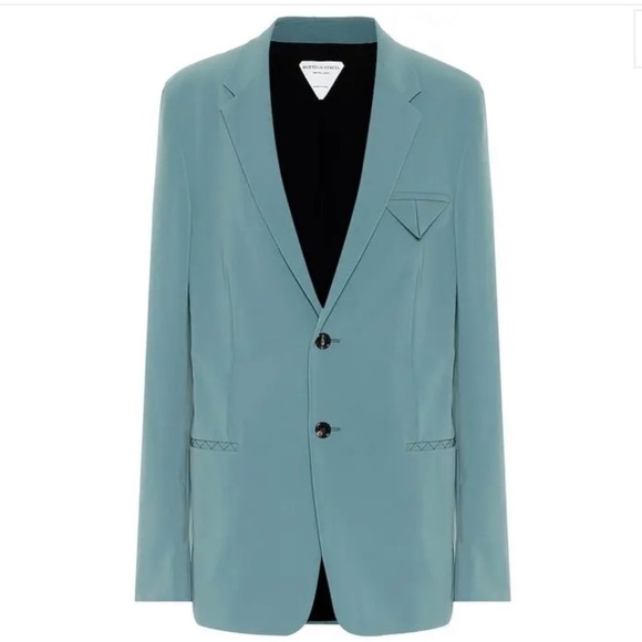 Bottega Veneta Women’s Stretch Nylon Canvas Blazer Jacket Storm Blue SZ 34 NWT - Picture 3 of 4